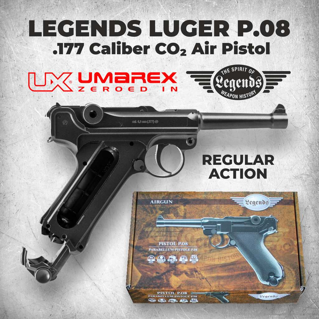 Umarex Legends Luger P.08 .177 Air Pistol with included 5x 12g CO2 Tan –  Sports and Gadgets