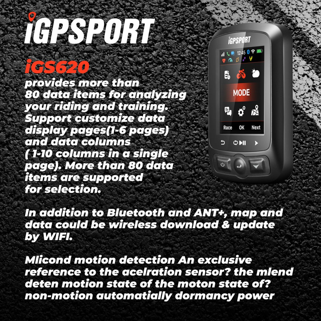 iGPSPORT iGS620 GPS Cycling Computer w/ ANT+ Bicycle Computer, SMS