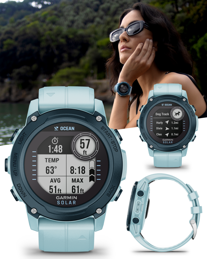 Garmin Descent G1 Solar - Ocean Edition GPS Smartwatch Watch-Style and Dive Computer Azure (010-02604-04)