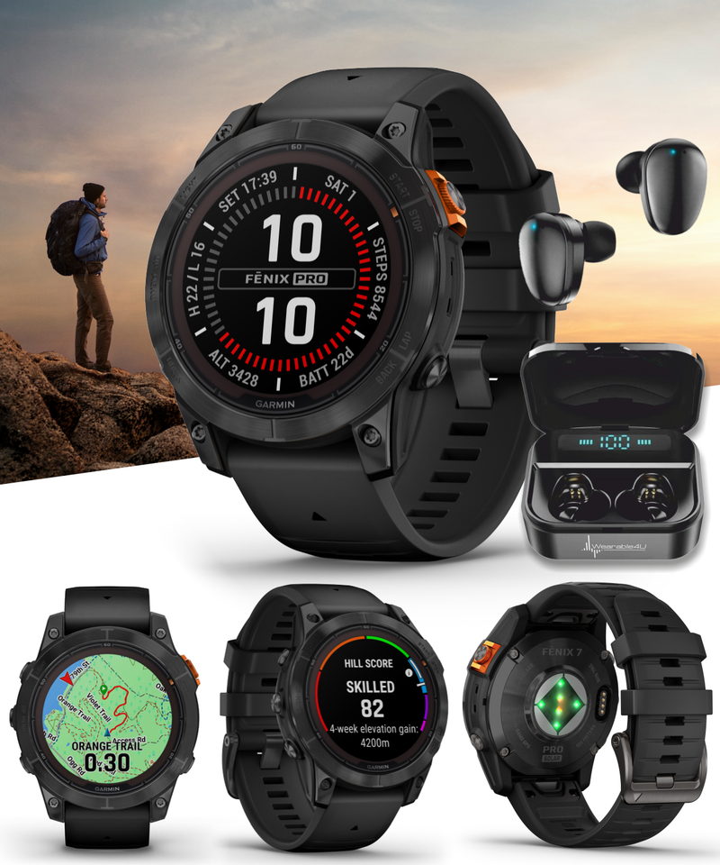 Garmin Fenix 7 Pro Solar Series Multisport GPS 42/47/51 mm Smartwatch | Wearable4U Bundle