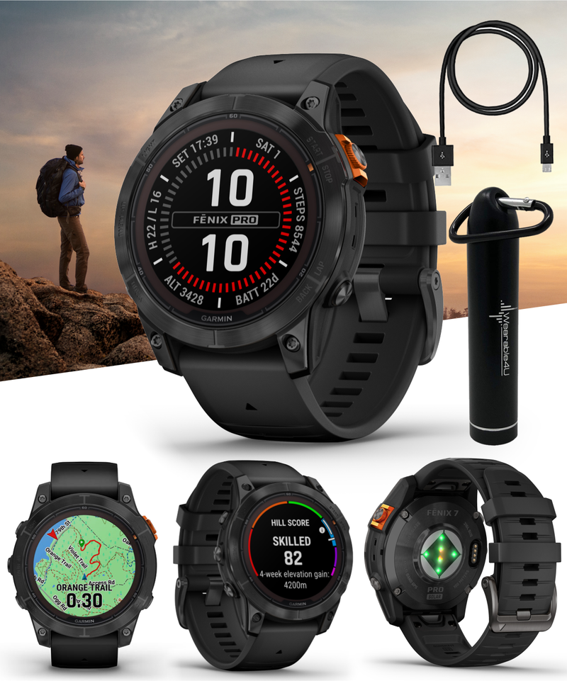 Garmin Fenix 7 Pro Solar Series Multisport GPS 42/47/51 mm Smartwatch | Wearable4U Bundle