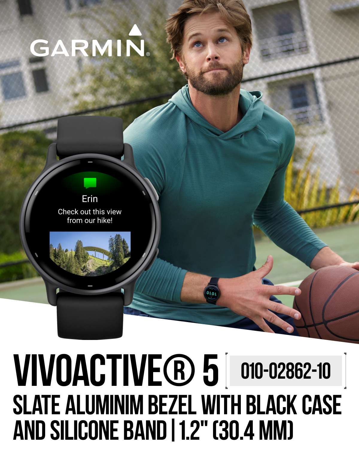 Garmin vivoactive 5, Slate Aluminum Bezel with Black Case and