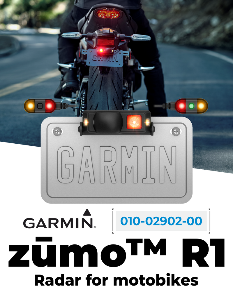 Garmin Zumo R1 Radar, Motorcycle Rearview and Blind Spot Radar with External Lights, Audio Alerts and Heads-up Indicator 010-02902-00