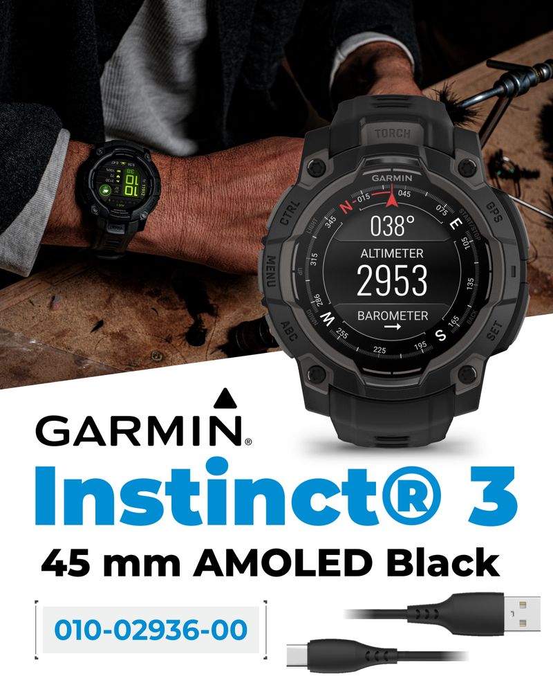 Garmin Instinct 3 Rugged Outdoor GPS Smartwatch, Wearable4U