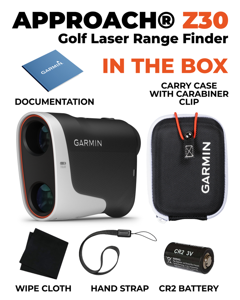 Garmin Approach Z30 Golf Laser Range Finder (400 yards, 6X magnification) with Wearable4U Power Bank and CR2 Battery Bundle…