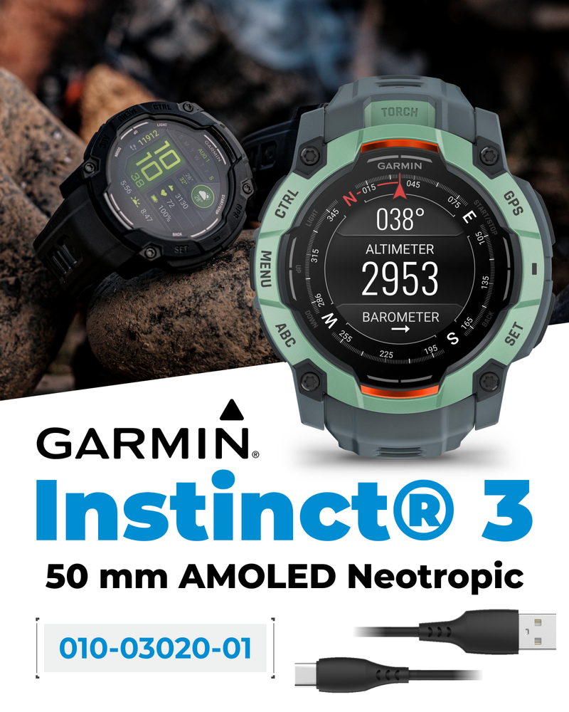 Garmin Instinct 3 Rugged Outdoor GPS Smartwatch, Wearable4U