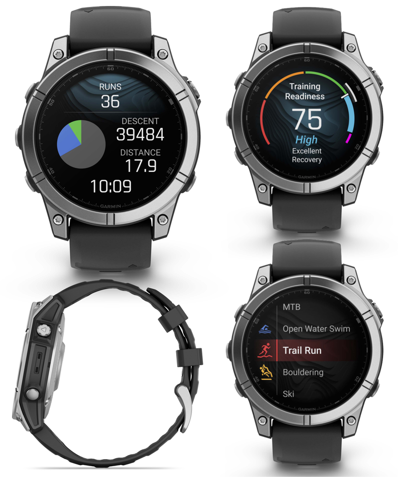 Garmin fenix E – 47 mm, AMOLED Stainless Steel with Black Silicone Band Multisport GPS Smartwatch (010-03025-02)