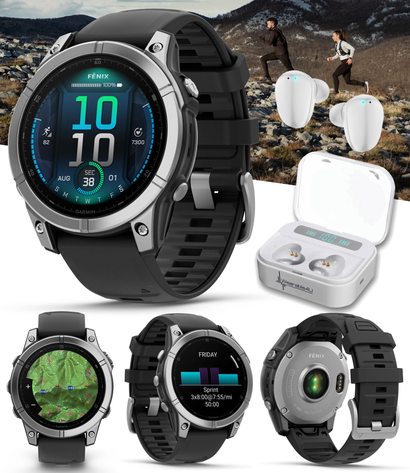 Garmin fenix E – 47 mm, AMOLED Stainless Steel with Black Silicone Band Multisport GPS Smartwatch (010-03025-02)