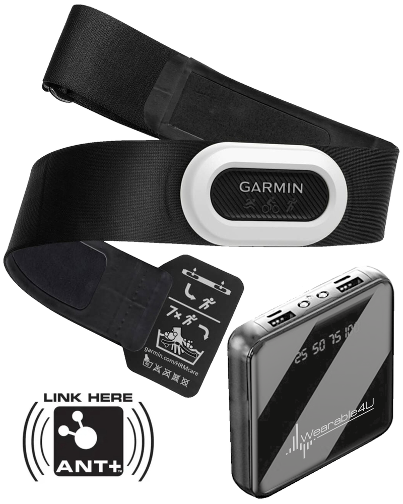 Garmin HRM-Pro Plus | Premium Chest Strap Heart Rate Monitor | Running Dynamics | ANT+ | BLUETOOTH w/ Wearable4U PowerBank Bundle (010-13118-05_PowerBankSq)