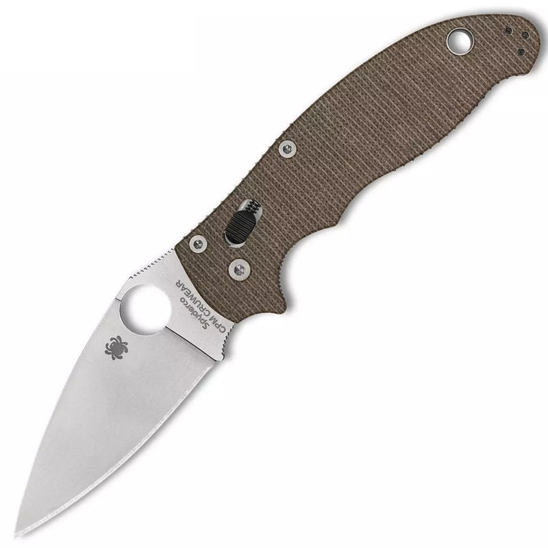 Spyderco Manix 2 Brown Canvas Micarta CPM CRU-WEAR 3.37" Folding Pocket Knife (C101MPCW2)