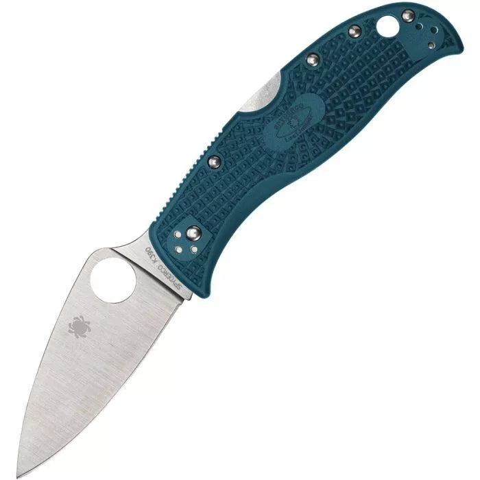 Spyderco LeafJumper Blue Lightweight 3.09" Plain Edge Folding Pocket Knife (C262PBLK390)