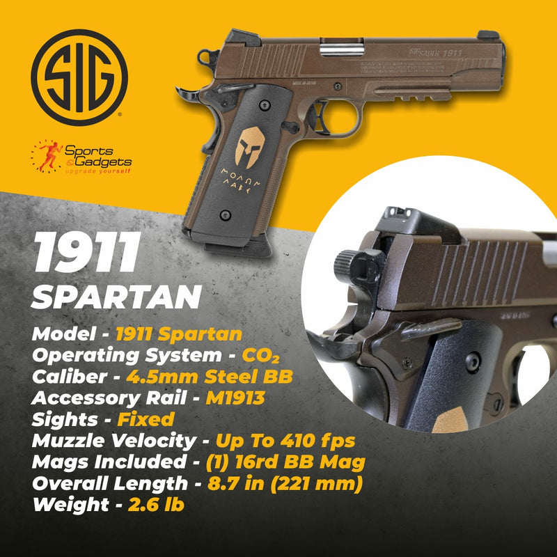 Sig Sauer 1911 Spartan Air Pistol .177 CAL CO2 Air Gun, AIR-1911BB-SPARTAN