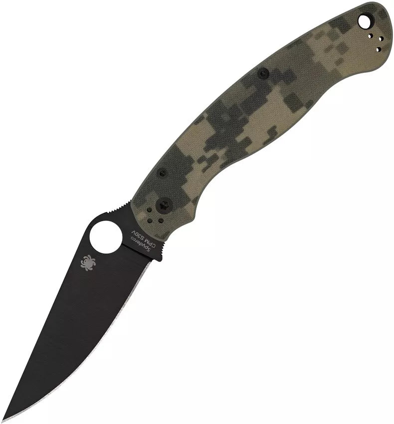 Spyderco Military2 Camo G-10 Black 4" Plain Edge Folding Pocket Knife (C36GPCMOBK2)