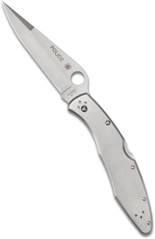 Spyderco Police Model 4.2" Plain Edge Folding Pocket Knife (C07P)