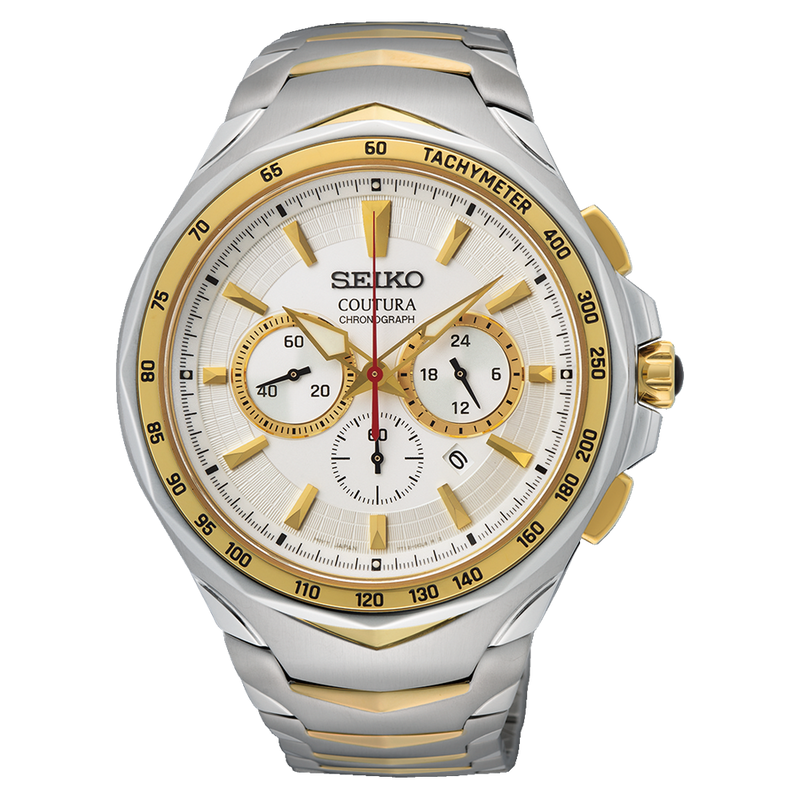 Seiko Coutura Chronograph 45.5mm Men's Watch Stainless Steel White Dial (SRWZ24)