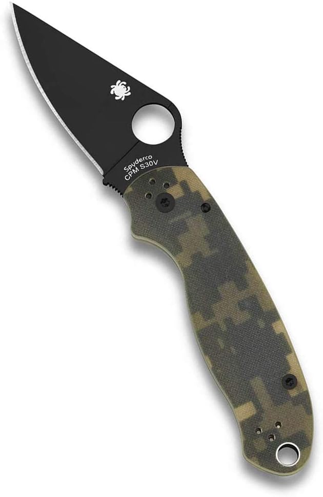 Spyderco Para 3 G-10 Digital Camo Black Blade 2.93" Plain Edge Folding Pocket Knife (C223GPCMOBK)