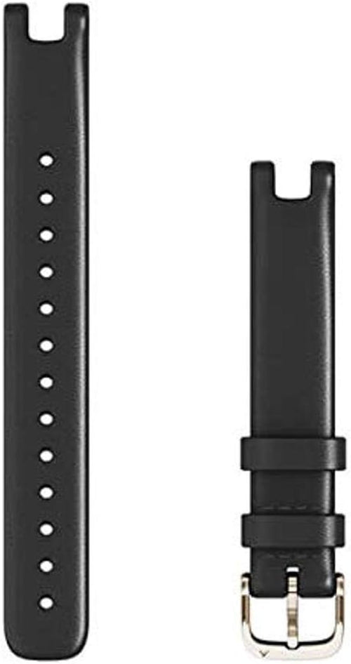 Garmin Replacement Band 14 mm for Lily GPS Smartwatch Black Italian Leather with Cream Gold Hardware (010-13068-A1)