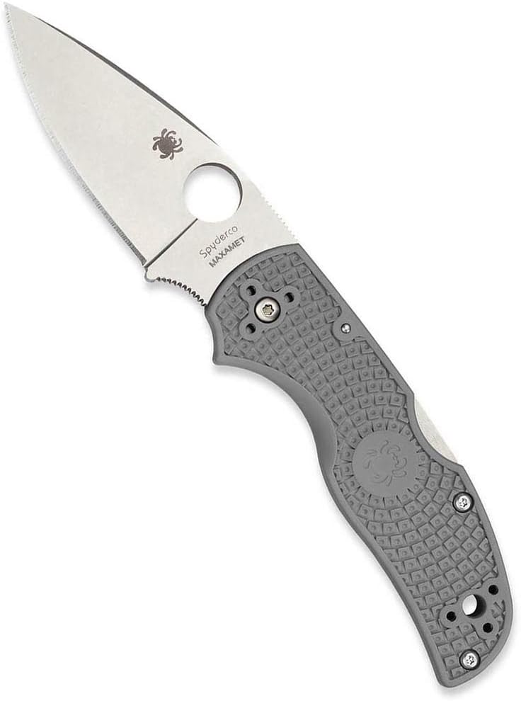 Spyderco Native 5 FRN Grey Maxamet Lightweight 2.95" Plain Edge Folding Pocket Knife (C41PGY5)