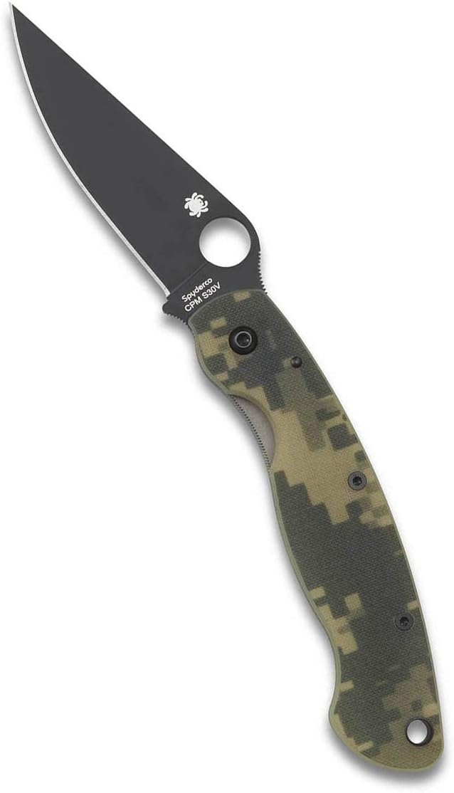 Spyderco MilitaryModel G-10 Camo/Black Blade 4" Plain Edge Folding Pocket Knife (C36GPCMOBK)