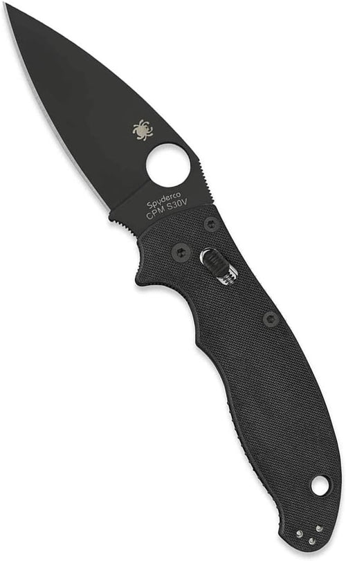 Spyderco Manix 2 Black G-10 Plain Edge 3.37" Folding Pocket Knife (C101GPBBK2)