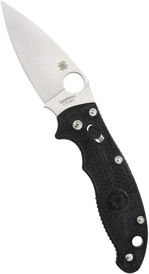 Spyderco Manix 2 Lightweight Black 3.37" Plain Edge Folding Pocket Knife (C101PBK2)