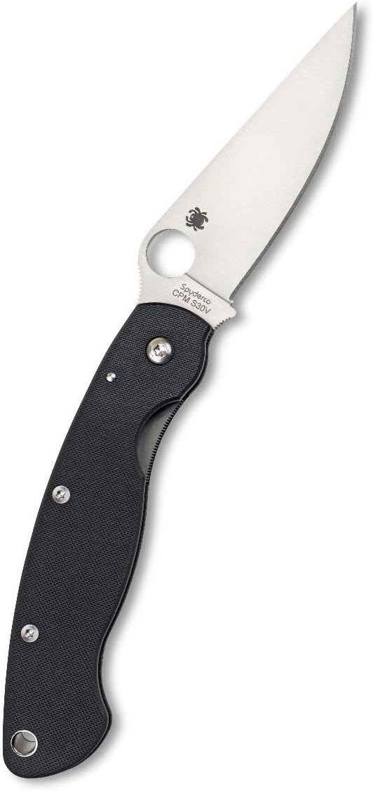 Spyderco MilitaryModel 4" Plain Edge Black G-10 Left Hand Folding Pocket Knife (C36GPLE)