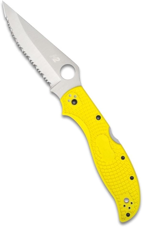 Spyderco Stretch 2 XL Lightweight Salt 3.99" Serrated Edge Folding Pocket Knife (C258SYL)