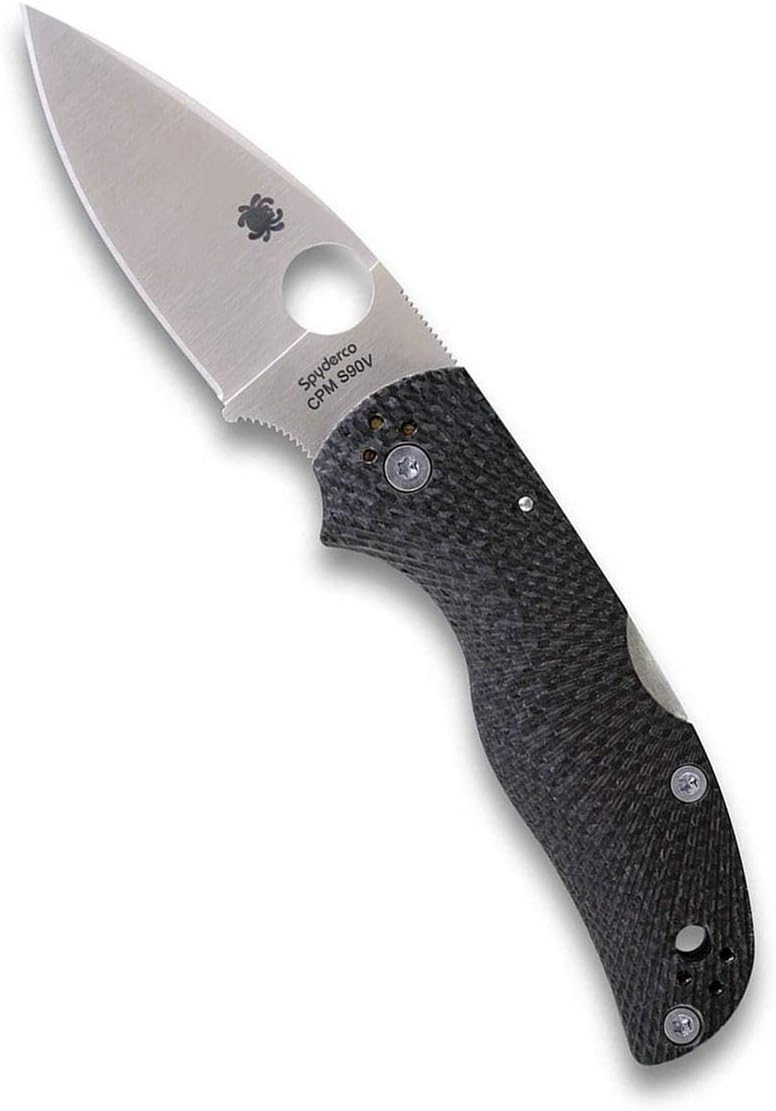 Spyderco Native 5 Fluted Carbon Fiber CPM S90V(420V) 2.95" Plain Edge Folding Pocket Knife (C41CFFP5)