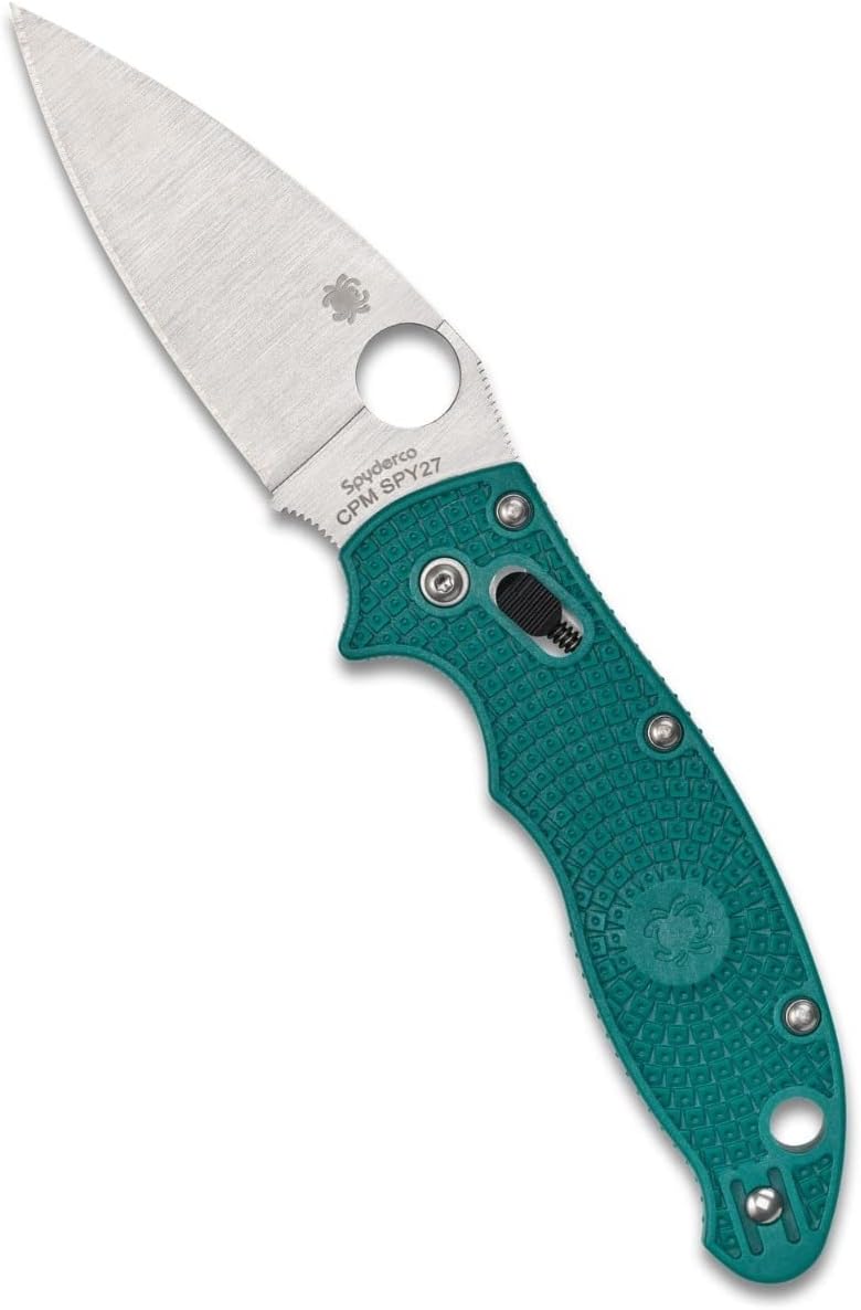 Spyderco Manix 2 Lightweight CPM SPY27 3.37" Mineral Blue Plain Edge Folding Pocket Knife (C101PCBL2)