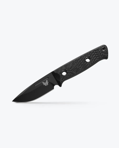 Benchmade 165BK Mini Bushcrafter Carbon Fiber Drop-point 3.38" Plain Fixed Blade Knife