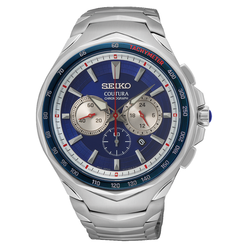 Seiko Coutura Men's Blue Dial 45.6mm Sillver Stainless Steel Band Chronograph Quartz Watch (SRWZ21)