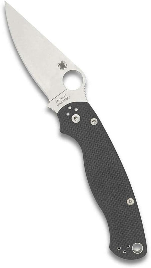 Spyderco ParaMilitary 2 G-10 3.45" Dark Gray Maxamet Plain Edge Folding Pocket Knife (C81GPDGY2)