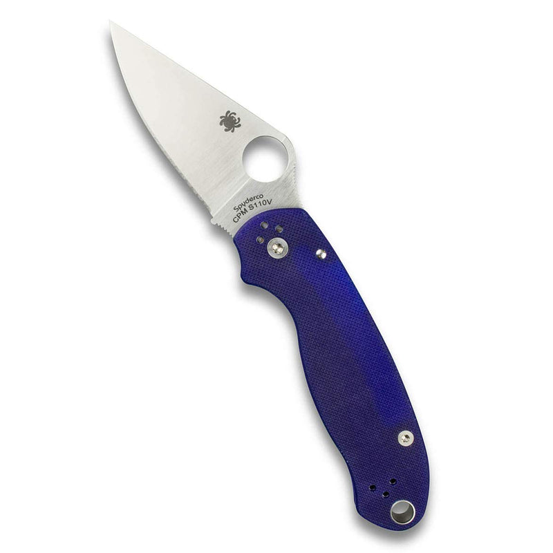 Spyderco Para 3 G-10 Dark Blue CPM S110V 2.93" Plain Edge Folding Pocket Knife (C223GPDBL)