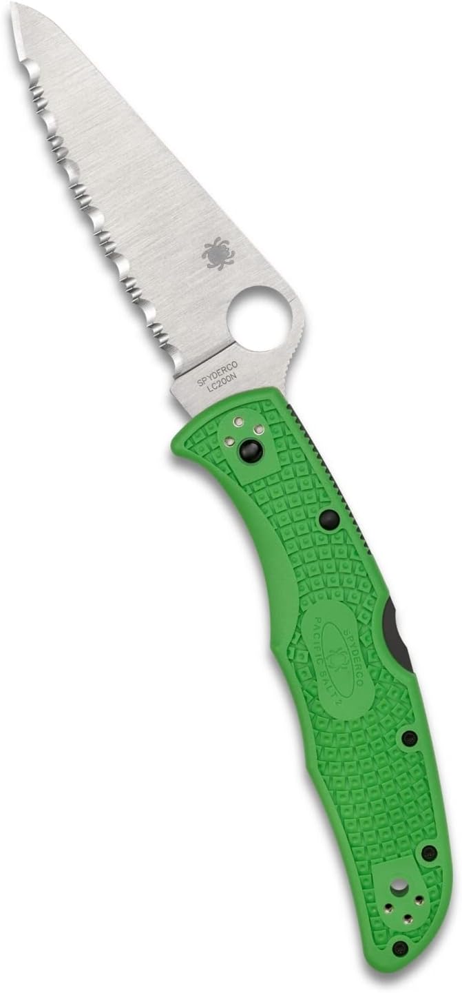 Spyderco Pacific Salt 2 FRN Green 3.78" Serrated Edge Folding Pocket Knife (C91FSGR2)