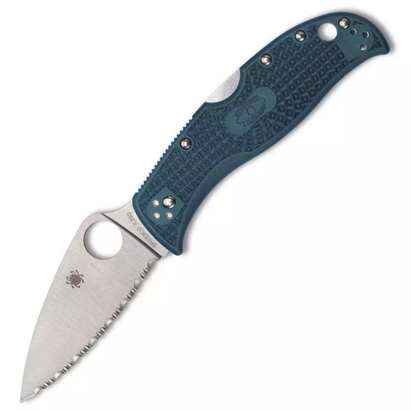 Spyderco LeafJumper Blue Lightweight 3.09" Serrated Edge Folding Pocket Knife (C262SBLK390)