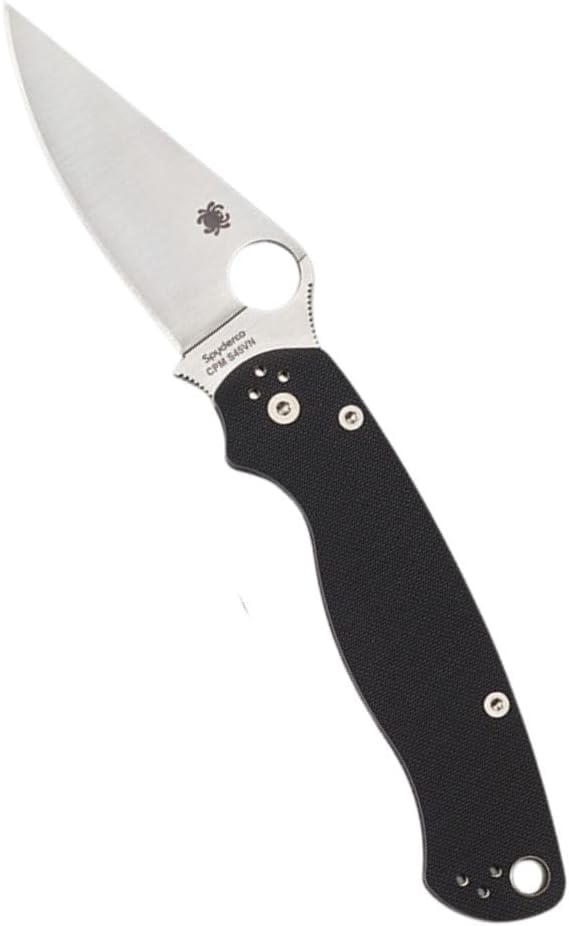 Spyderco ParaMilitary 2 G-10 Black 3.45" Plain Edge Folding Pocket Knife (C81GP2)