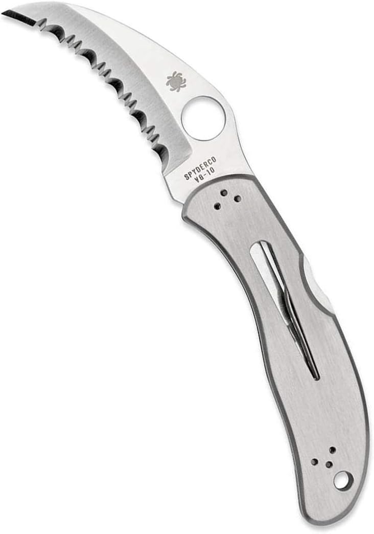 Spyderco Harpy Clipit Stainless 2.75" Serrated Edge Folding Pocket Knife (C08S)