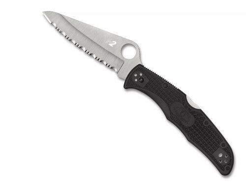 Spyderco Pacific Salt 2 Serrated H-2 Edge Folding Pocket Knife (C91SBK2)