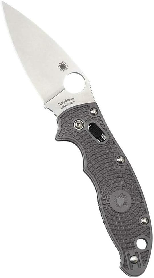 Spyderco Manix 2 Lightweight FRCP Gray Maxamet 3.37" Plain Edge Folding Pocket Knife (C101PGY2)