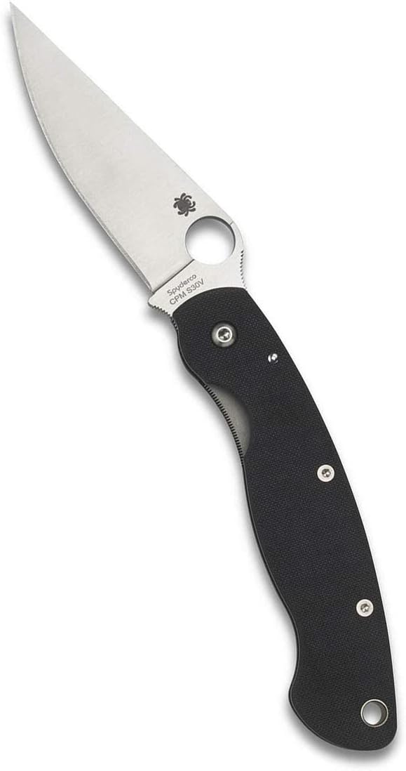 Spyderco MilitaryModel G-10 Black 4" Plain Edge Folding Pocket Knife (C36GPE)