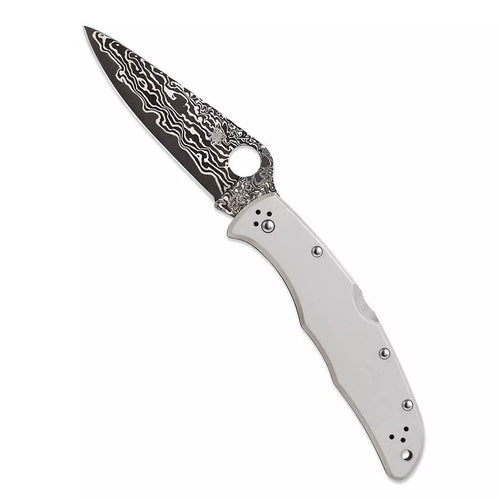 Spyderco Endura 4 Titanium Damascus 3.83" Plain Edge Folding Pocket Knife (C10TIPD)