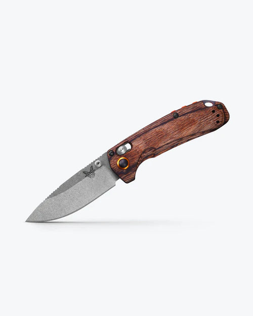 Benchmade North Fork Stablized Wood 2.97" Plain Edge Drop-Point Folding Pocket Knife (15032)