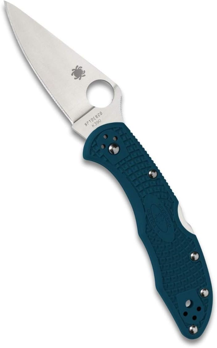 Spyderco Delica 4 Plain Edge 2.89" Dark Cyan Blue Folding Pocket Knife (C11FPK390)