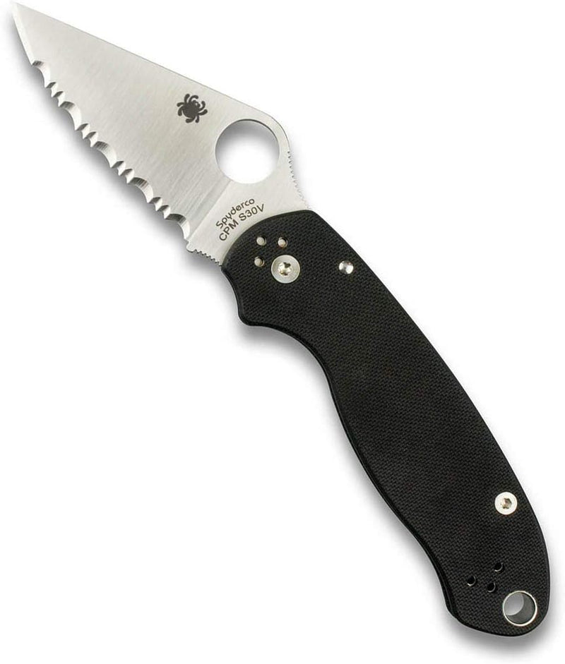 Spyderco Para 3 G-10 Black CPM S45VN 2.93" Serrated Edge Folding Pocket Knife (C223GS)