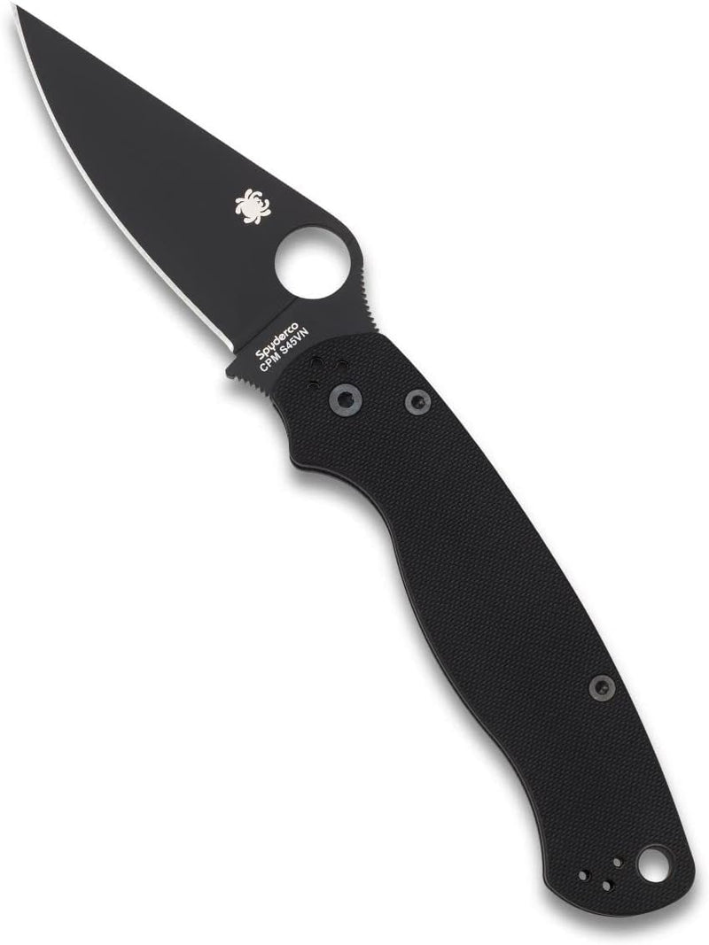 Spyderco Para Military 2 Black 3.45" Plain Edge Folding Pocket Knife (C81GPBK2)