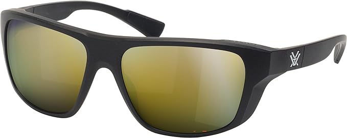 Vortex Optics Jackal Sunglasses UV Protection, Polarized, Ballistic Rated, Black/Amber - Gold Mirror (EJA-BKA-GL)