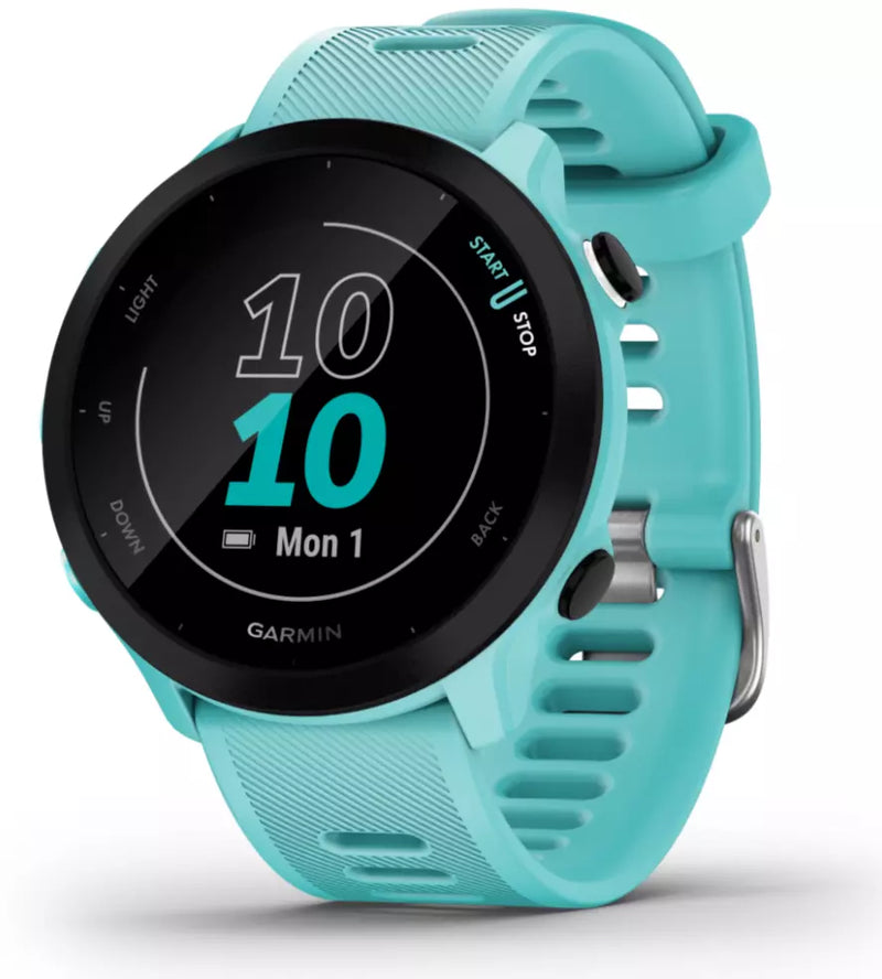 Garmin Forerunner 55 GPS Running Watch with Daily Suggested Workouts, Aqua (010-02562-02)