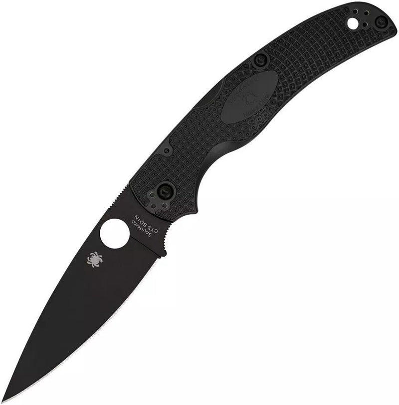 Spyderco Native Chief Black Blade Lightweight Plain Edge Folding 4.02" Pocket Knife (C244PBBK)