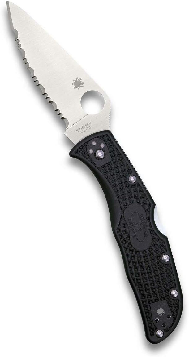 Spyderco Endela Lightweight Black FRN 3.41" Serrated Edge Folding Pocket Knife (C243SBK)