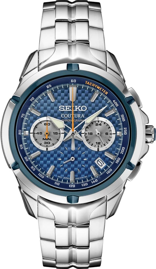 Seiko SSB431 Coutura Chrono Blue Carbon Dial 43 mm Stainless Steel Quartz Men's Watch